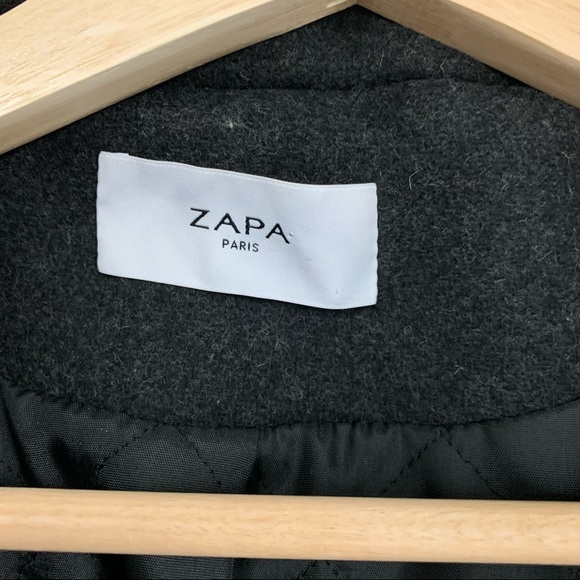 Zapa Paris wool Coat with fur trimmed hood Sz 40 8 - Picture 13 of 13